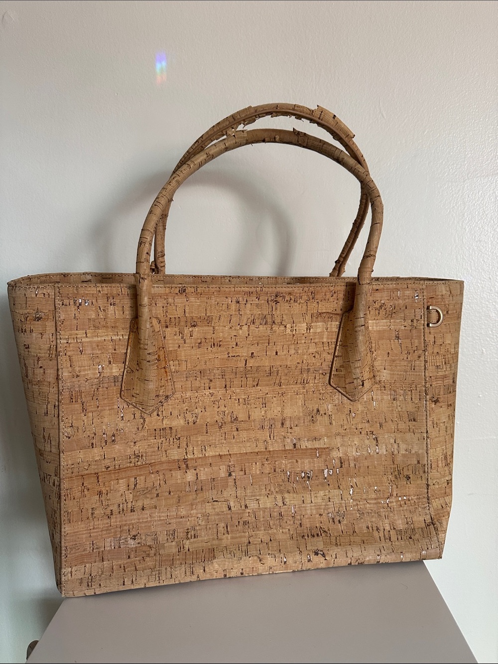 Dagne Dover Cork Tote in Natural Brown